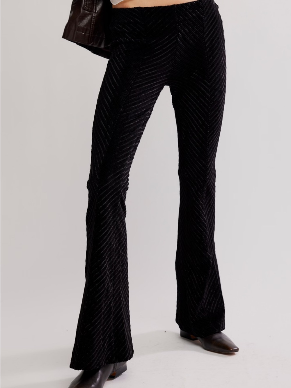 Free People Sz S Pull On Black Corduroy Flare Bell Bottom Pants